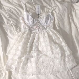 For Love And Lemons Love Story Slip Dress  in Ivory/White